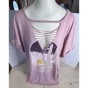 Torrid Desert Dreaming Cactus Graphic Tee Womens 5 Pink Ladder Neck Boho Plus 5x